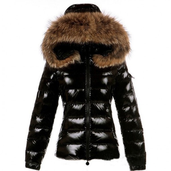 Moncler Nero Fur Cap and slash caldo Cappotti uscita